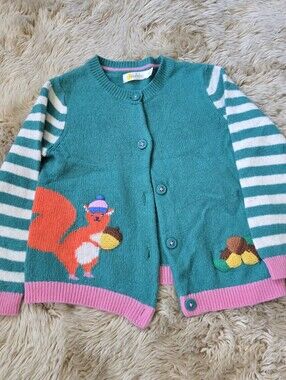 Baby Boden Size 3/4 Girls Knit Fall Squirrel Cardigan